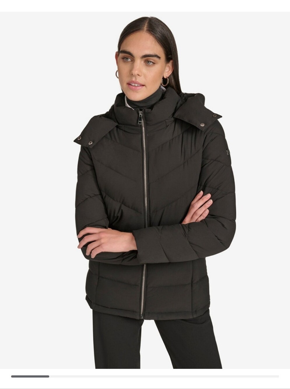 Calvin Klien Women's Short Zip Front Puffer Jacket Black Size